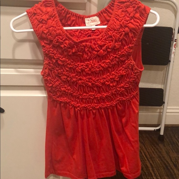 Bright red Anthro smocked top - Picture 1 of 4